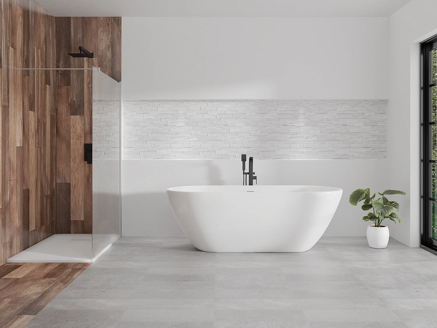 Receveur de douche VIDAR 90x90 Carré Blanc + Paroi de douche à l'italienne KETIL Chrome 90x195 8 mm Transparent Nano Verre