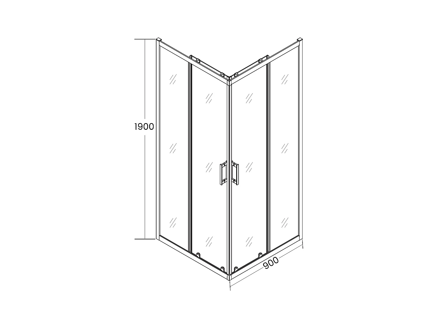 Cabine de douche carrée HELA Noir 90x90 190 cm Nano-Verre Transparent Trempé