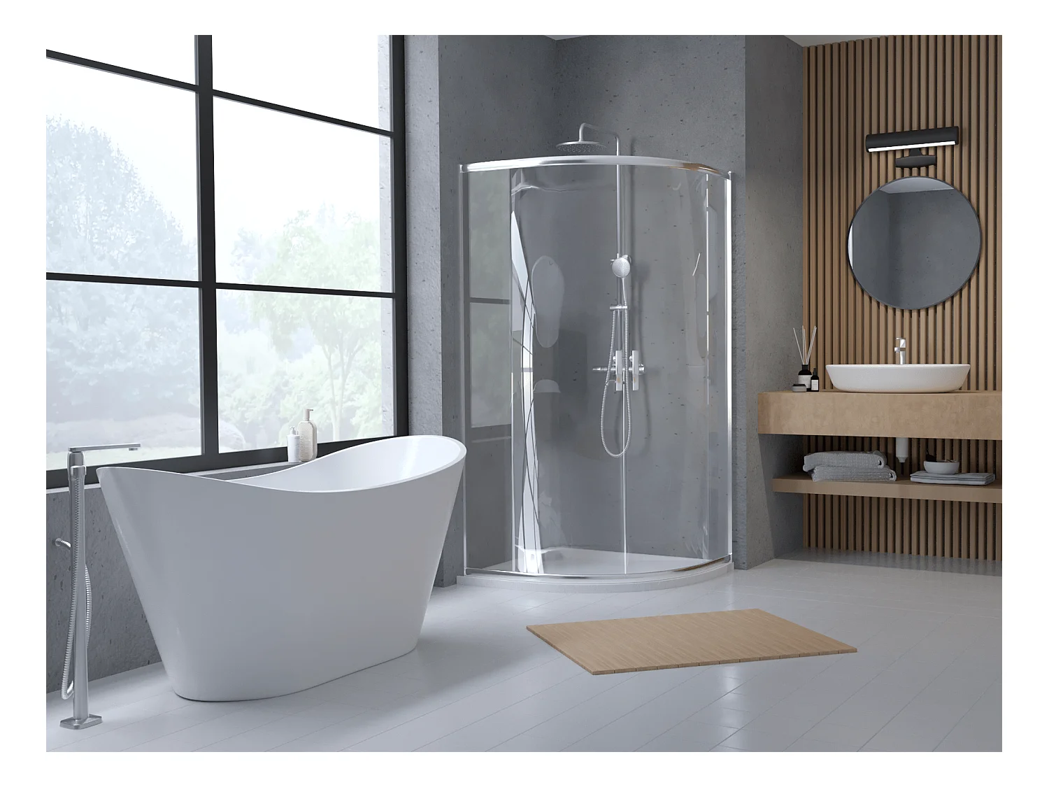Cabine de douche quart de cercle HELA 80x80 190 cm Nano-Verre Transparent Trempé