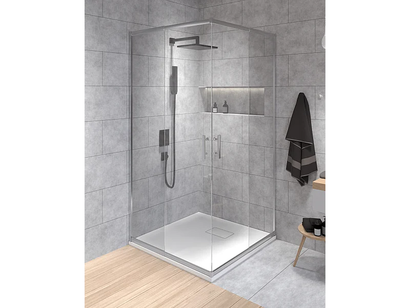Cabine de douche carrée HELA 90x90 190 cm Nano-Verre Transparent Trempé