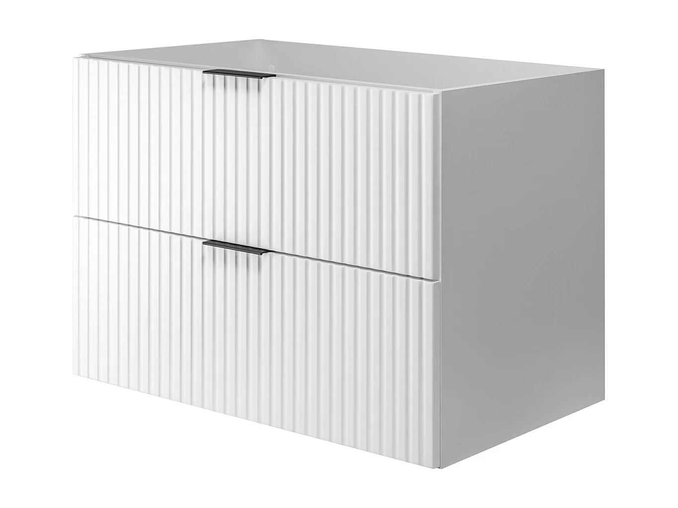 Ensemble de salle de bain : meuble avec tiroirs, meuble avec portes et étagère 57×46×140 cm, couleur : blanc / Chêne Craft, poignée noire