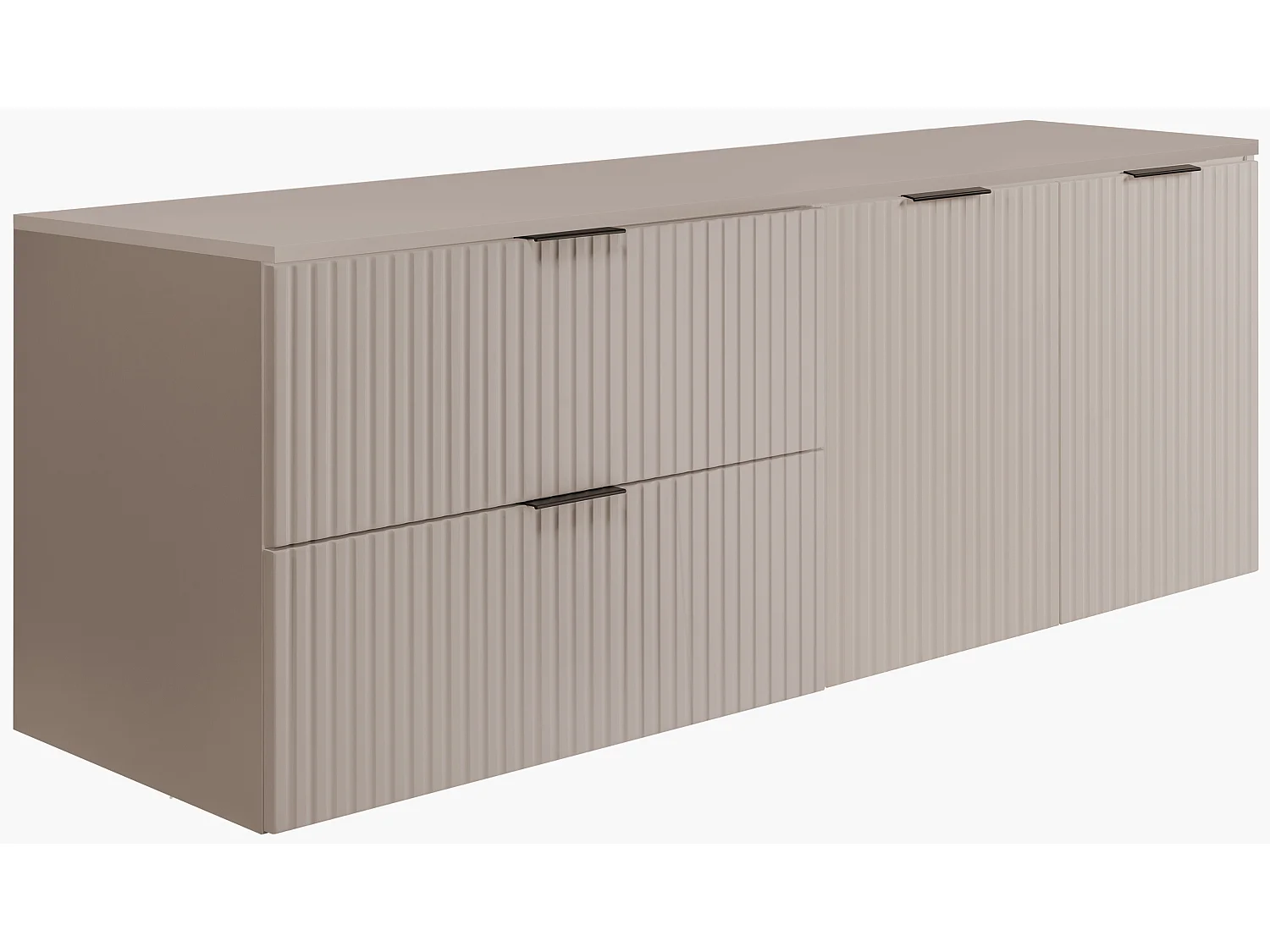 Badezimmer-Set: Schrank mit Schubladen und Schrank mit Türen 57×46×160 cm, Farbe: Kaschmir, schwarzer Griff