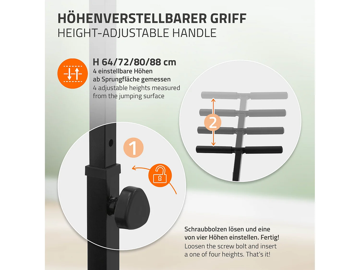 Trampoline de fitness Ø102cm vert pour intérieur barre de maintien réglable en hauteur structure acier capacité 150 kg plateforme de saut silencieuse