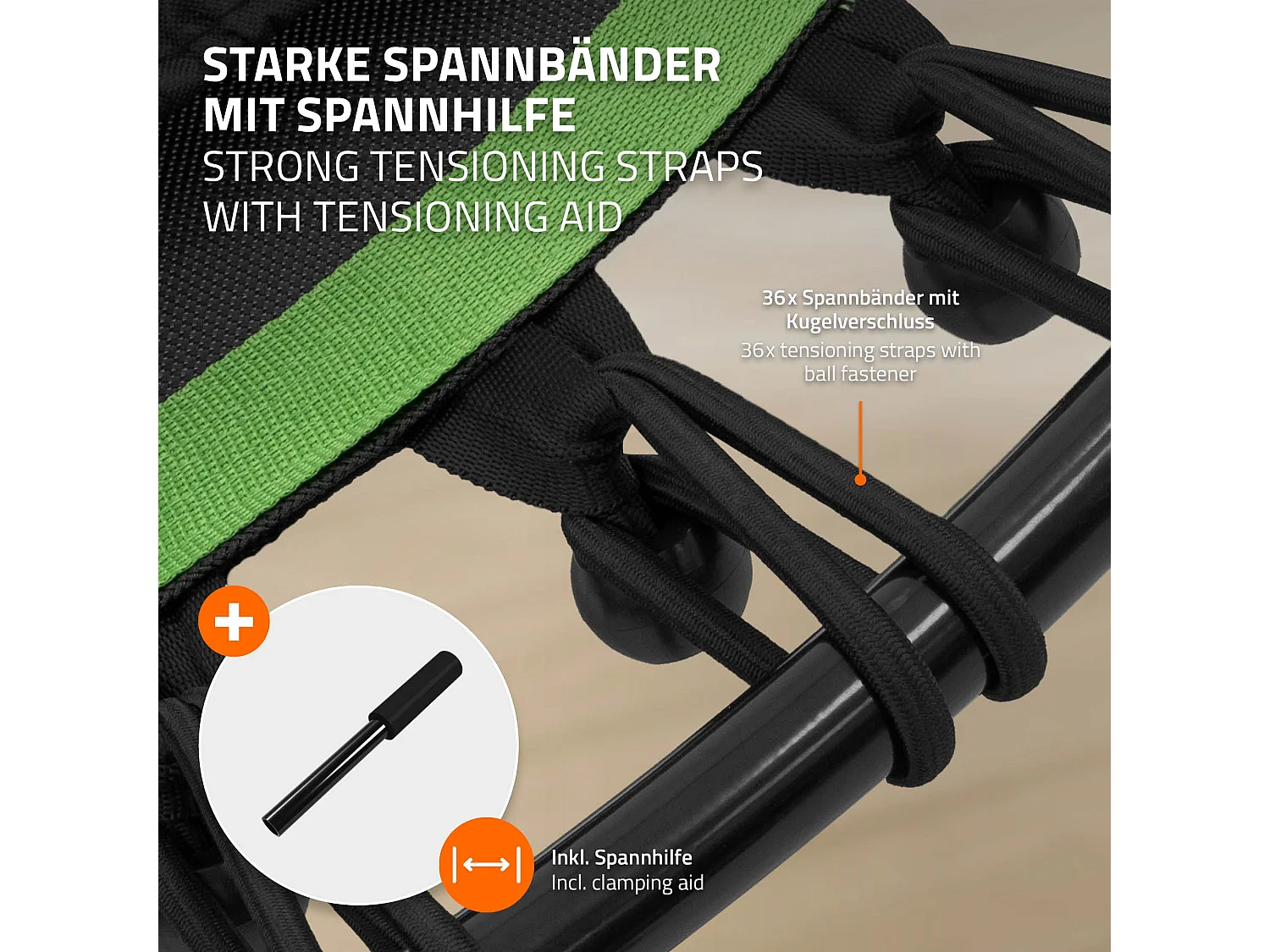 Hauki Trampolino fitness indoor Ø102 cm verde con maniglia regolabile in altezza, tappeto elastico silenzioso, mini trampolino, rebounder per adulti