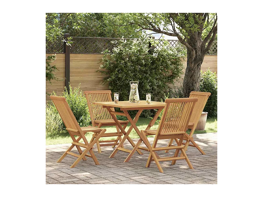 Cymir  Ensemble à manger de jardin 5 pcs Bois de teck massif