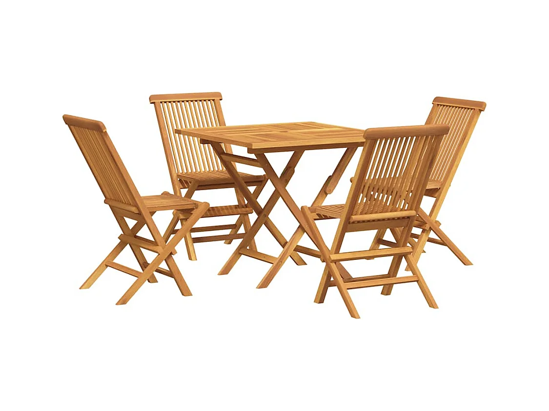 Cymir  Conjunto de comedor de jardín 5 piezas madera maciza de teca