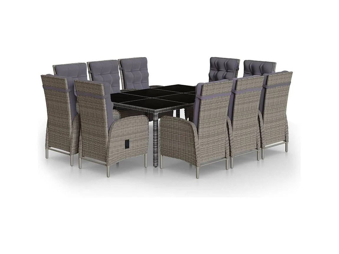 Zidane  11-delige Tuinset poly rattan grijs