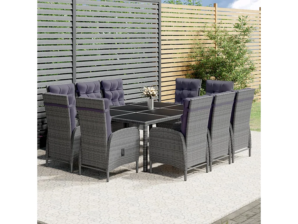 Zidane  Ensemble à manger de jardin 11 pcs résine tressée gris