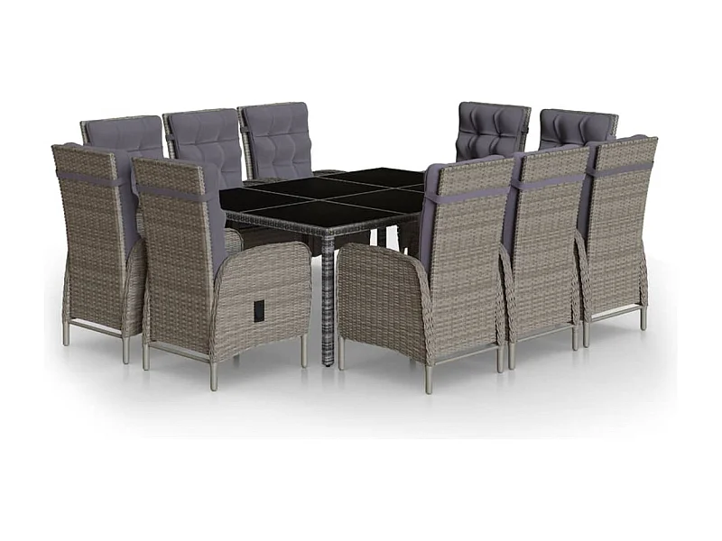 Zidane  11-delige Tuinset poly rattan grijs