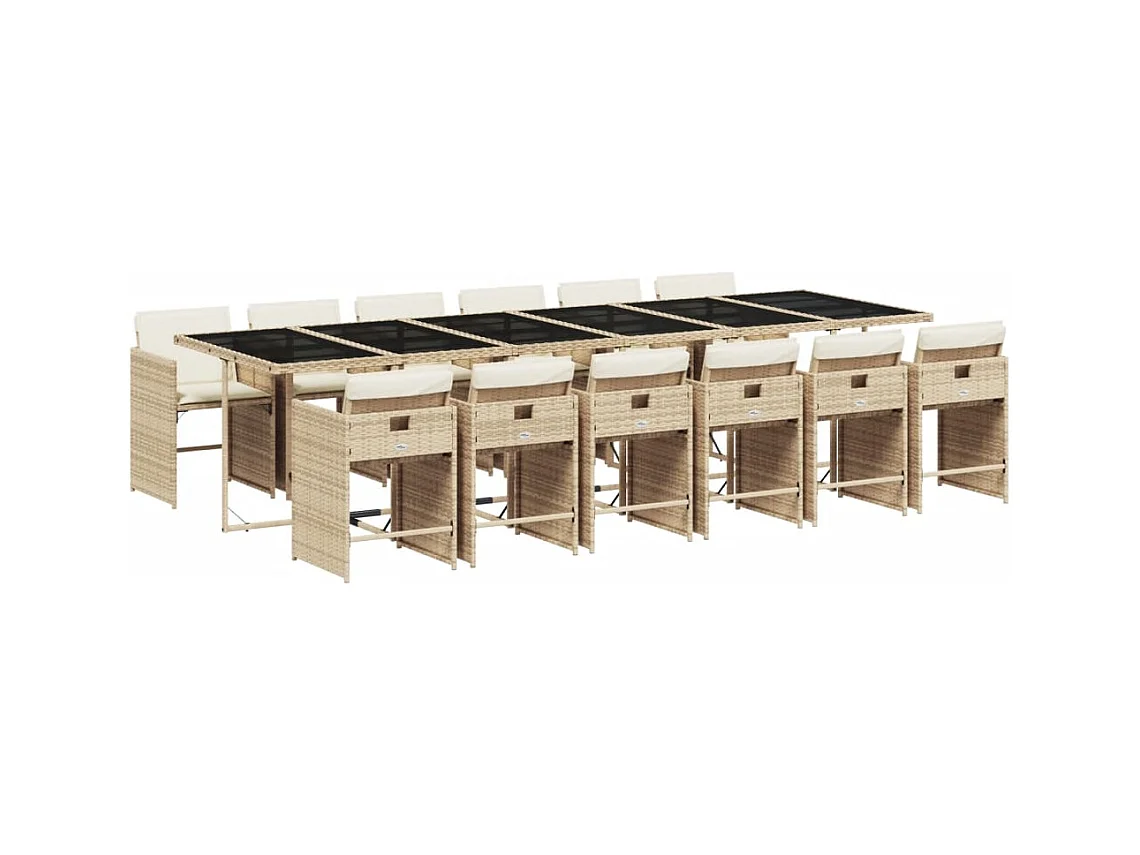Heeswijk-Dinther  Ensemble à manger de jardin et coussins 13 pcs beige