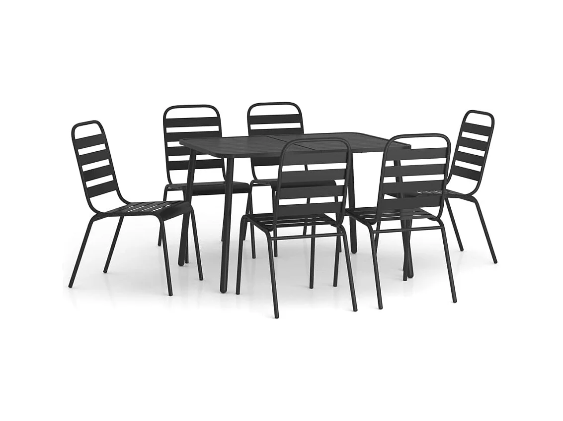 Adrien-Claude  Ensemble à manger de jardin 7 pcs anthracite acier