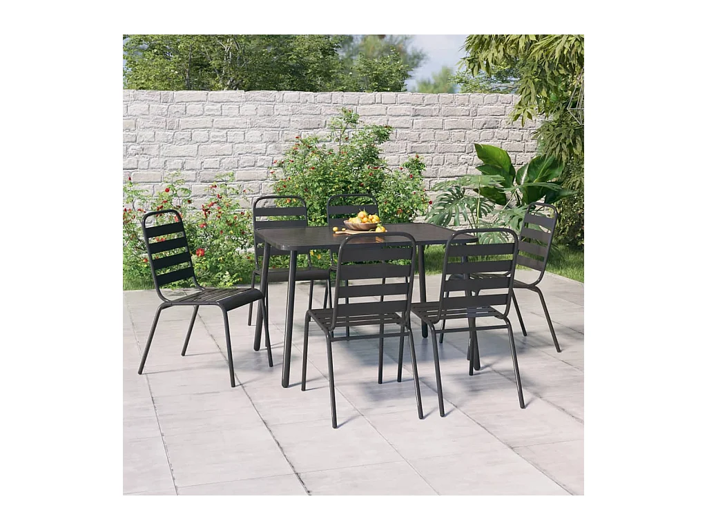 Adrien-Claude  Ensemble à manger de jardin 7 pcs anthracite acier