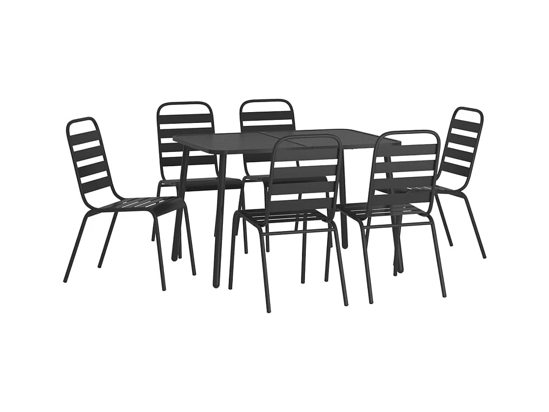 Adrien-Claude  Ensemble à manger de jardin 7 pcs anthracite acier