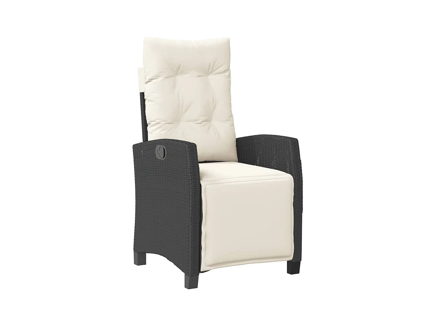 Vrikja  Ensemble à manger de jardin coussins 7pcs Noir Résine tressée