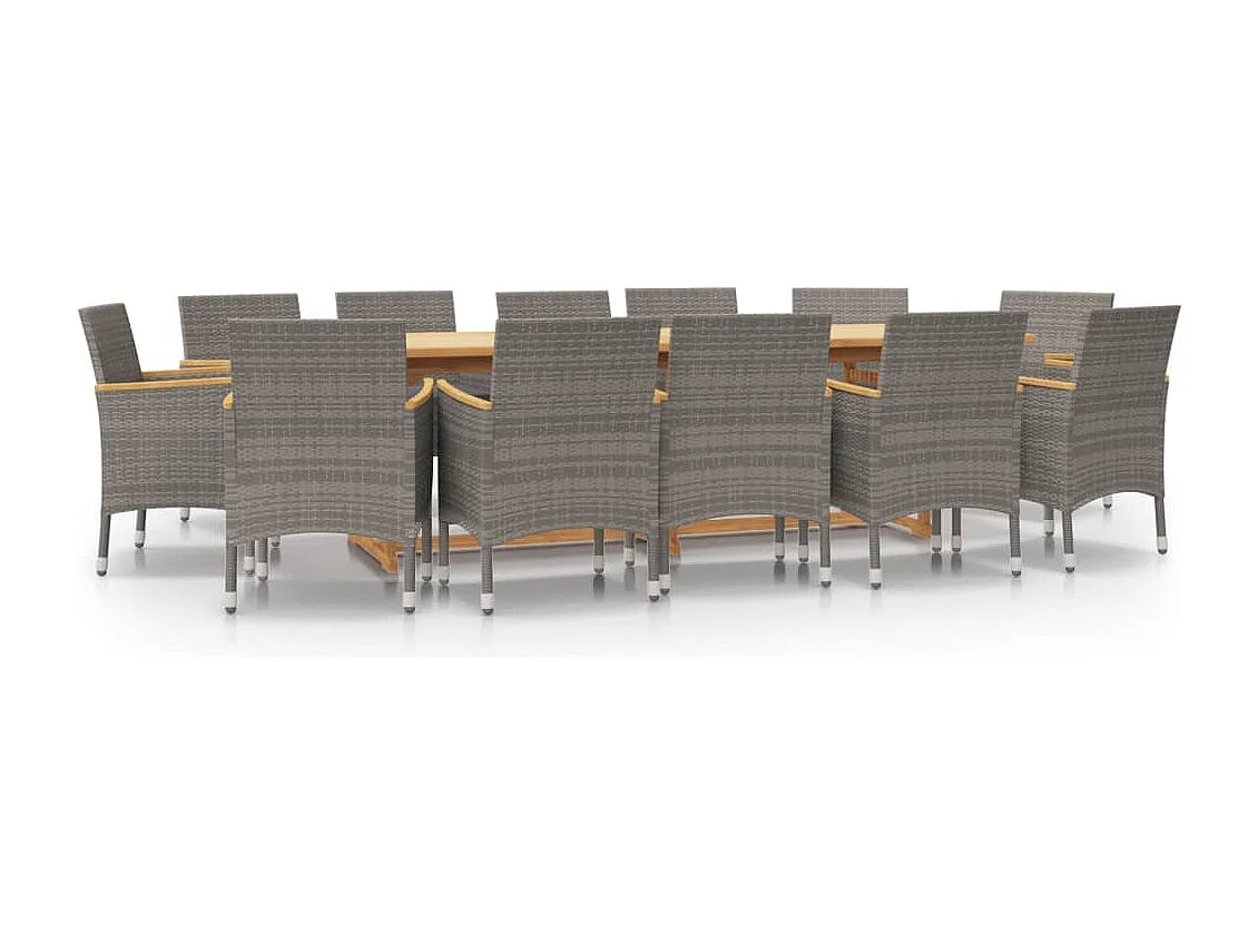 Prolenta Premium -  Ensemble à manger de jardin 13 pcs avec coussins Gris