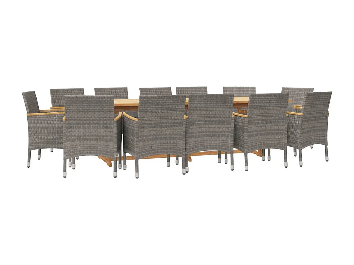 Prolenta Premium -  Ensemble à manger de jardin 13 pcs avec coussins Gris