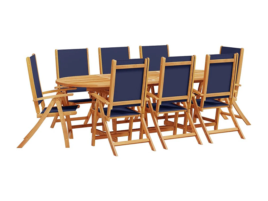 Bussum  9-delige Tuinset massief acaciahout en textileen