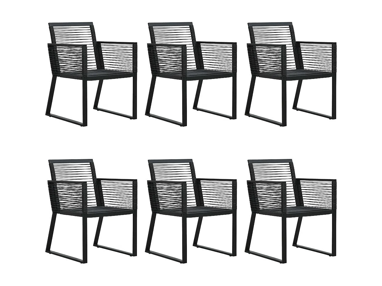 Ralvir  Ensemble à manger d'extérieur 7 pcs Rotin PVC Noir