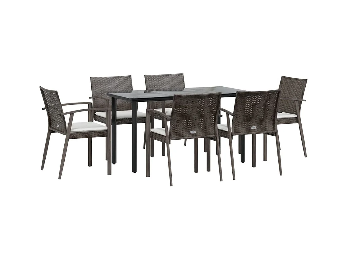 Ephrata  Ensemble à manger de jardin 7 pcs coussins résine tressée acier