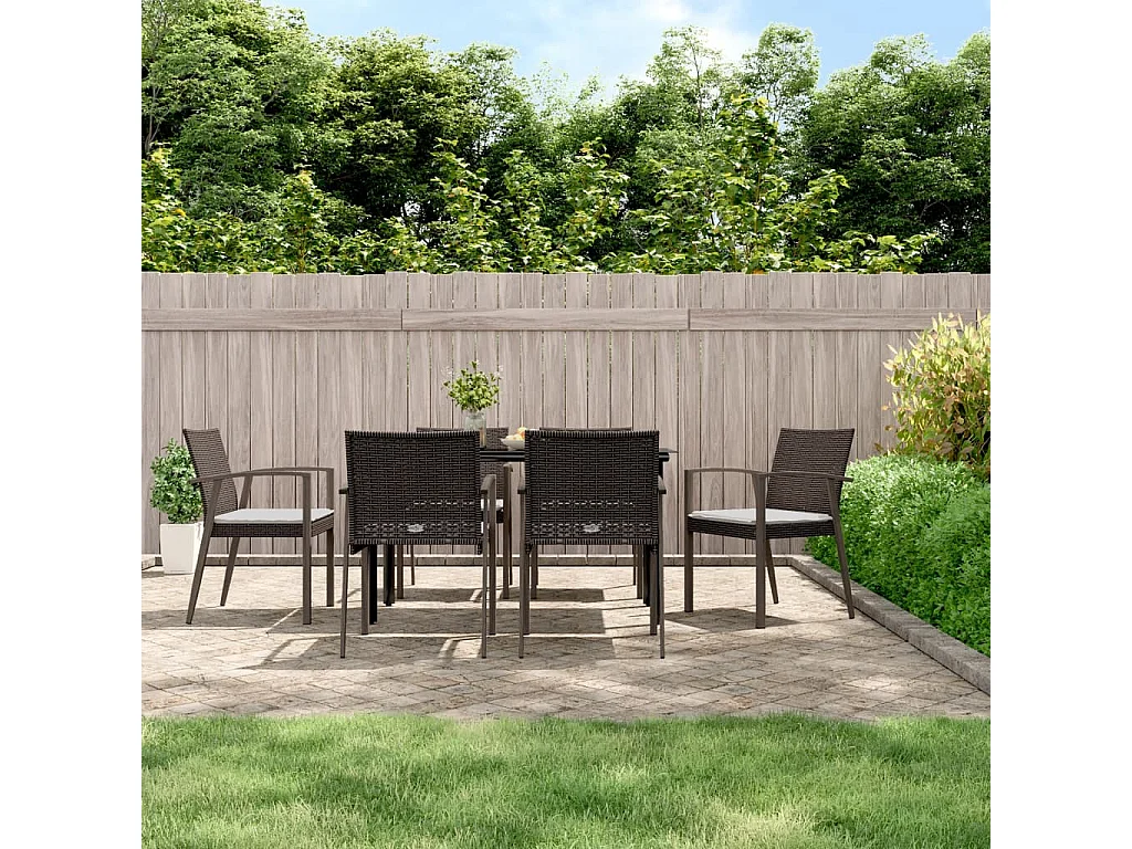 Ephrata  Ensemble à manger de jardin 7 pcs coussins résine tressée acier