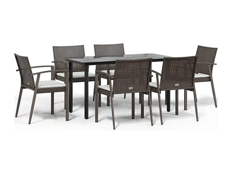 Ephrata  Ensemble à manger de jardin 7 pcs coussins résine tressée acier