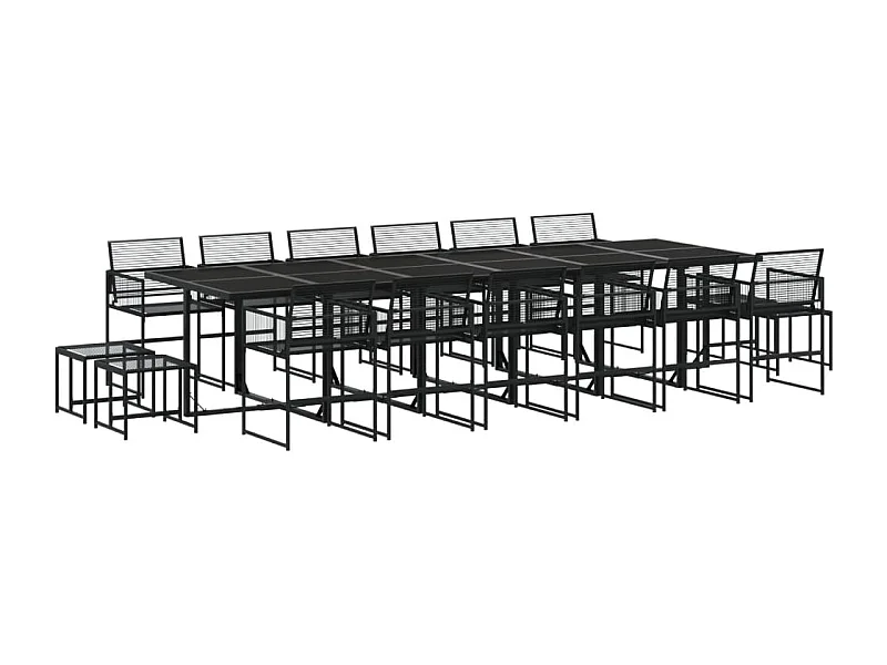 Venanzio  Ensemble à manger de jardin 17 pcs noir résine tressée