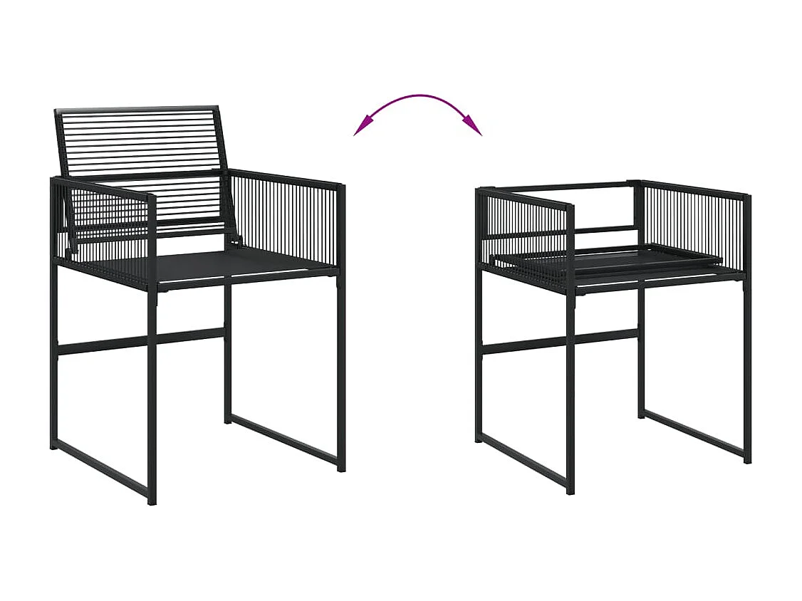 Venanzio  Ensemble à manger de jardin 17 pcs noir résine tressée
