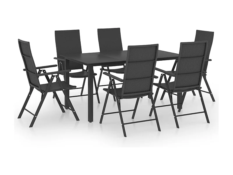 Rick Mason  Ensemble à manger de jardin 7 pcs noir