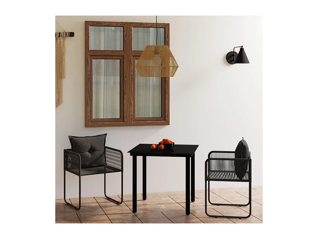 Scandicci  Ensemble à manger de jardin 3 pcs Noir