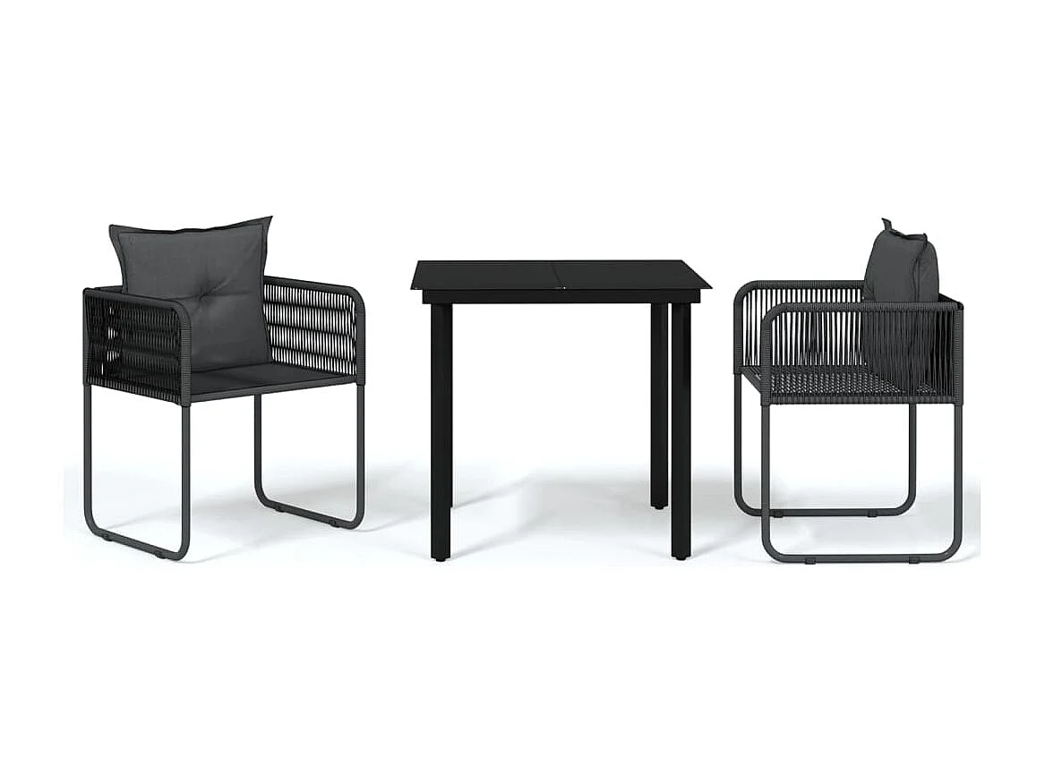 Scandicci  Ensemble à manger de jardin 3 pcs Noir