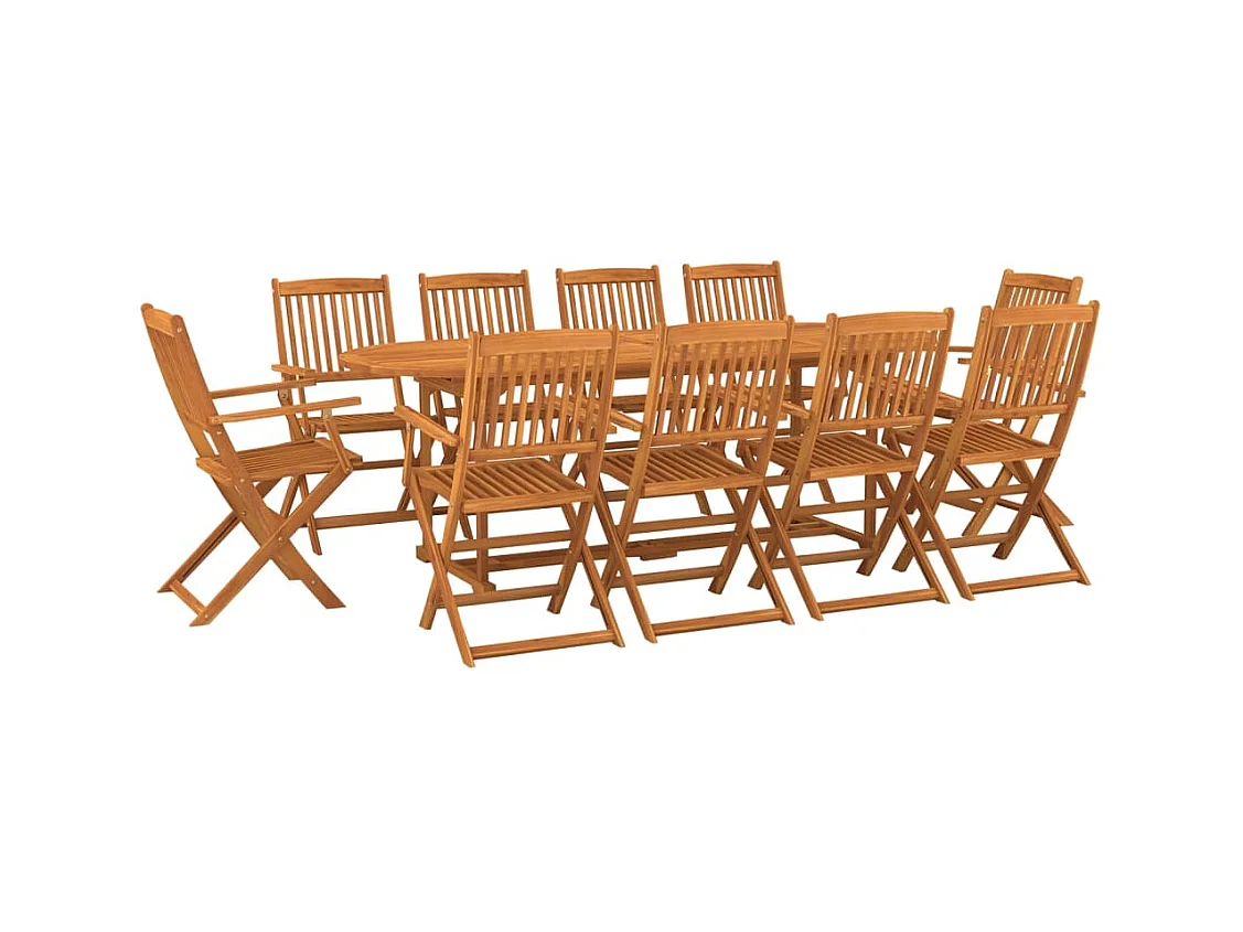 Jersey Village  Set comedor de jardín 11piezas madera maciza acacia 220x90x75cm