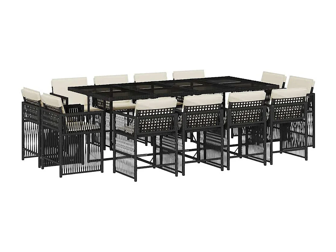 Maart  13-delige Tuinset met kussens poly rattan zwart
