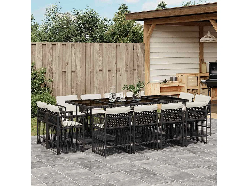 Maart  13-delige Tuinset met kussens poly rattan zwart