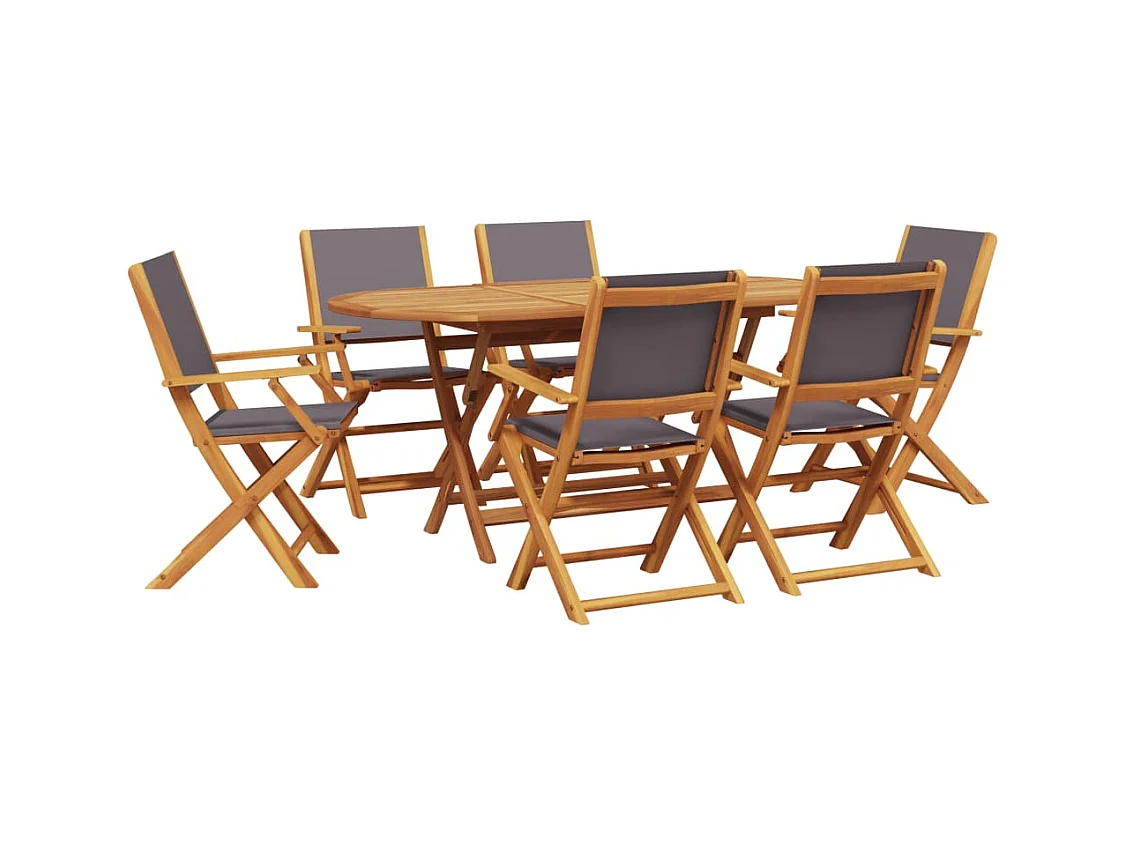 Geldenor  Ensemble à manger de jardin 7 pcs anthracite tissu bois massif