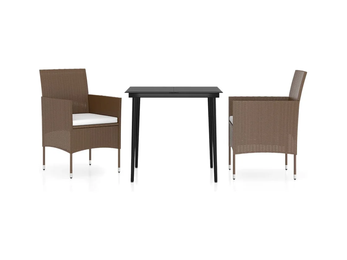 Cesarino  3-delige Tuinset met kussens bruin en zwart