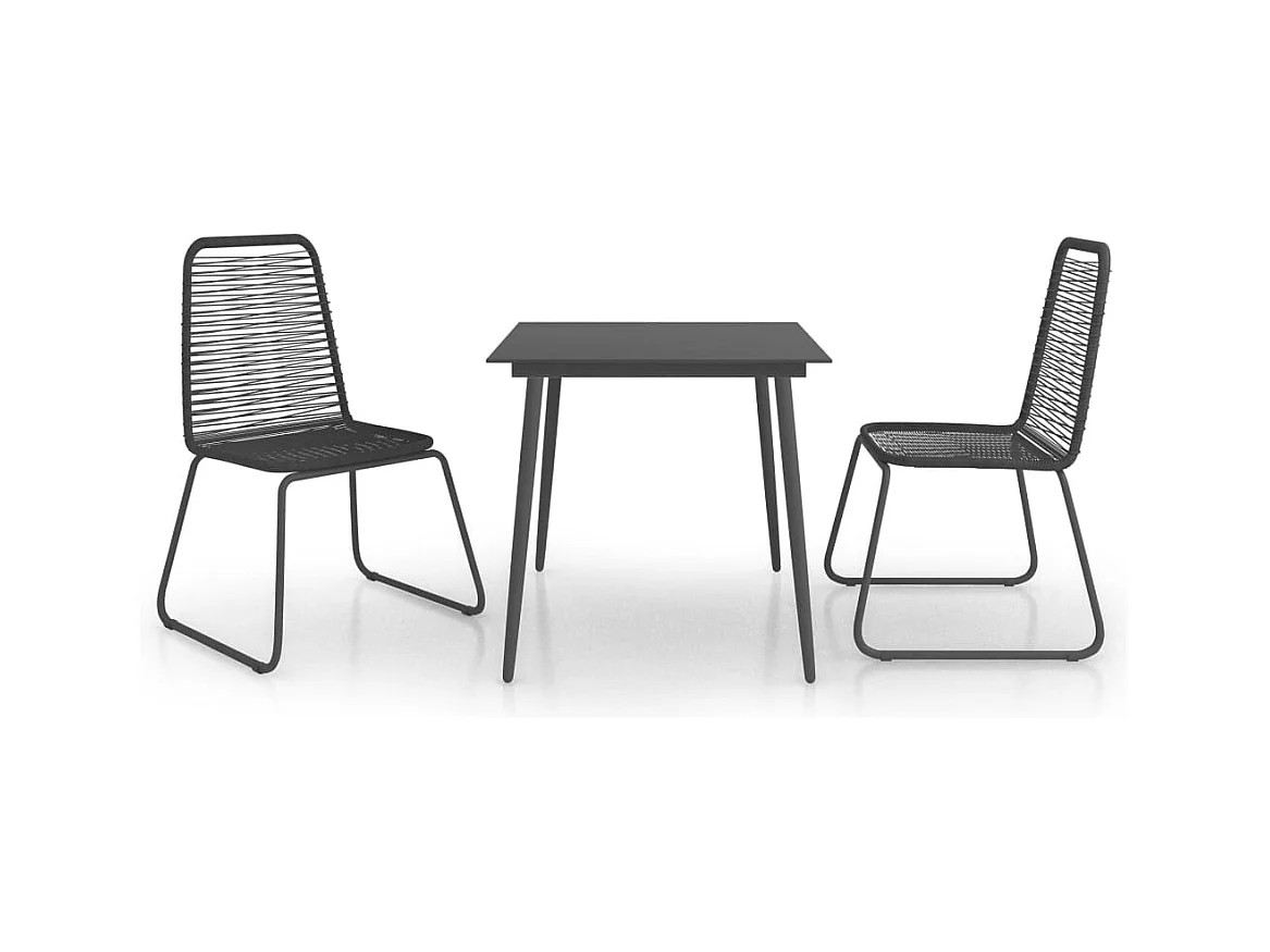 Vellin  3-delige Tuinset PVC-rattan zwart