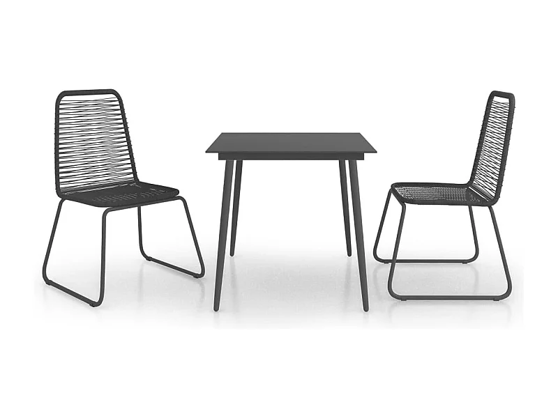 Vellin  Ensemble à manger de jardin 3 pcs PVC résine tressée noir