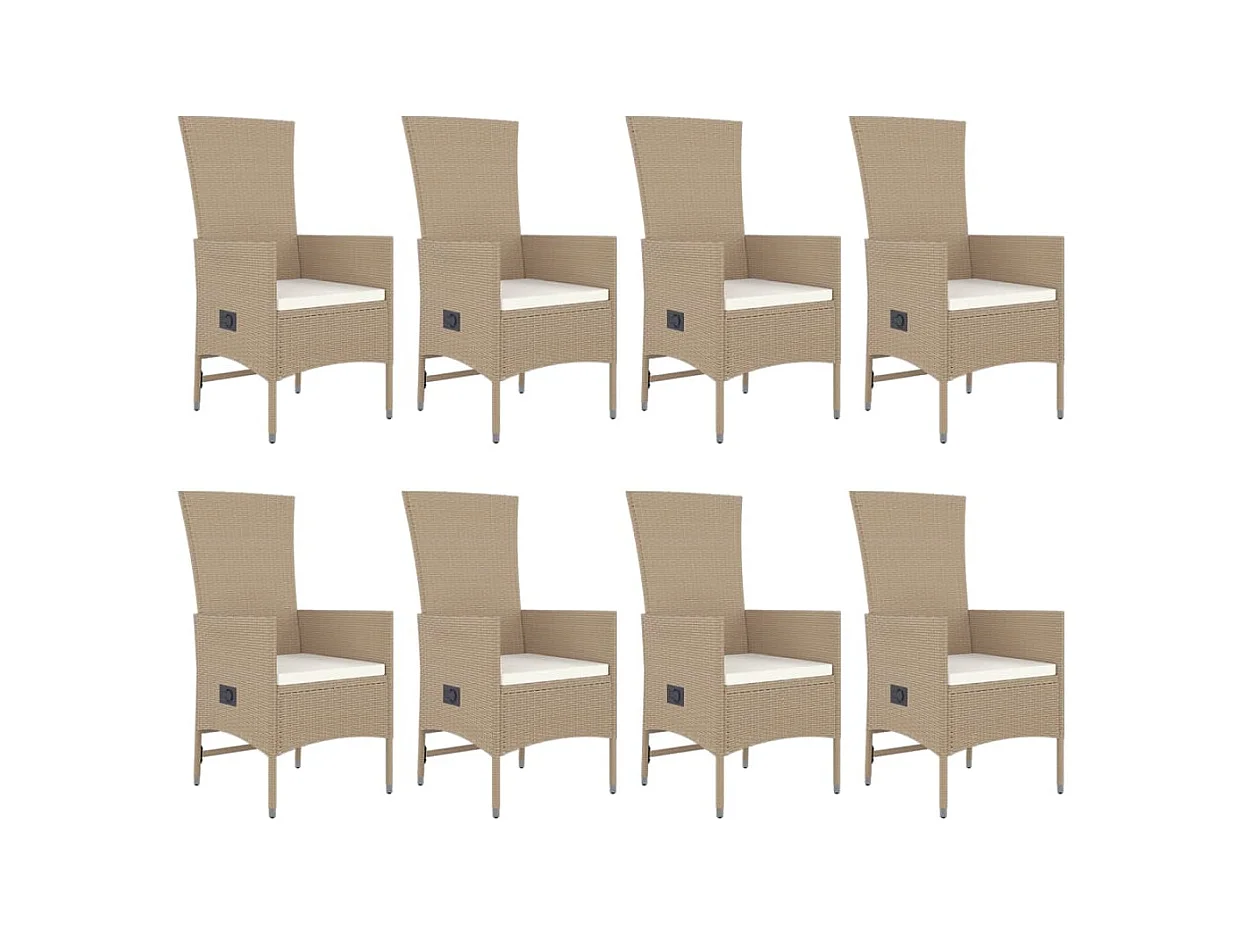 Briena  Set comedor de jardín 9 pzas con cojines ratán sintético beige