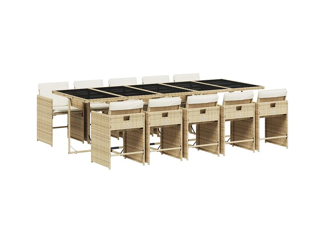 Heeswijk-Dinther  Set comedor de jardín 11 pzas con cojines ratán sintético beige