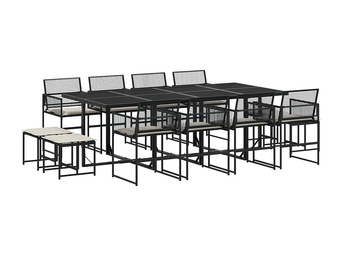 Ilver  13-delige Tuinset met kussens poly rattan zwart