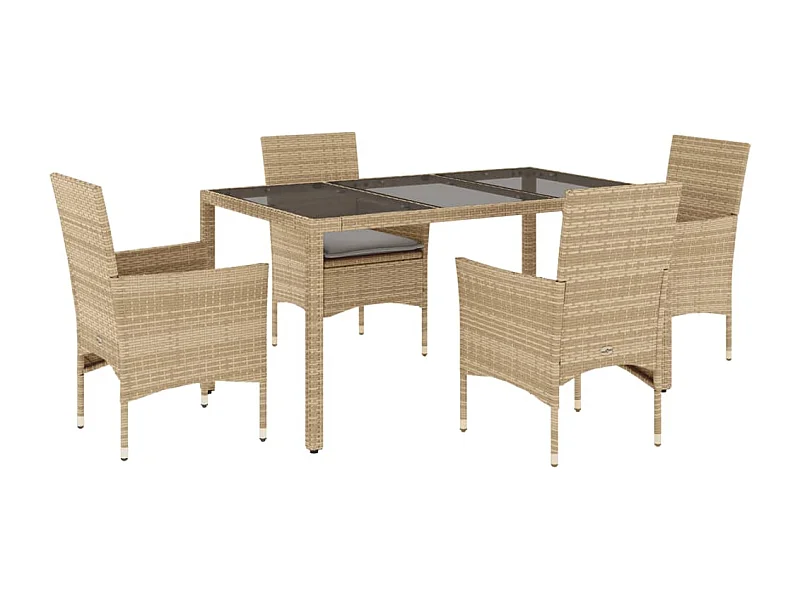 Stafford Springs  5-delige Tuinset met kussens poly rattan en glas beige