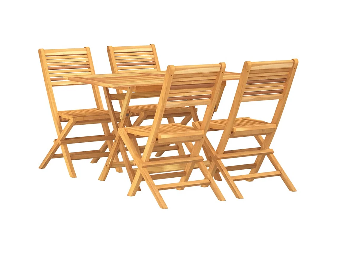 Rianka  Juego de comedor para jardín 5 piezas madera maciza de teca