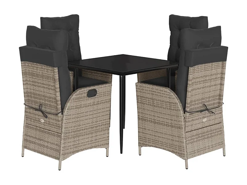 Eugenie  5-delige Tuinset met kussens poly rattan grijs