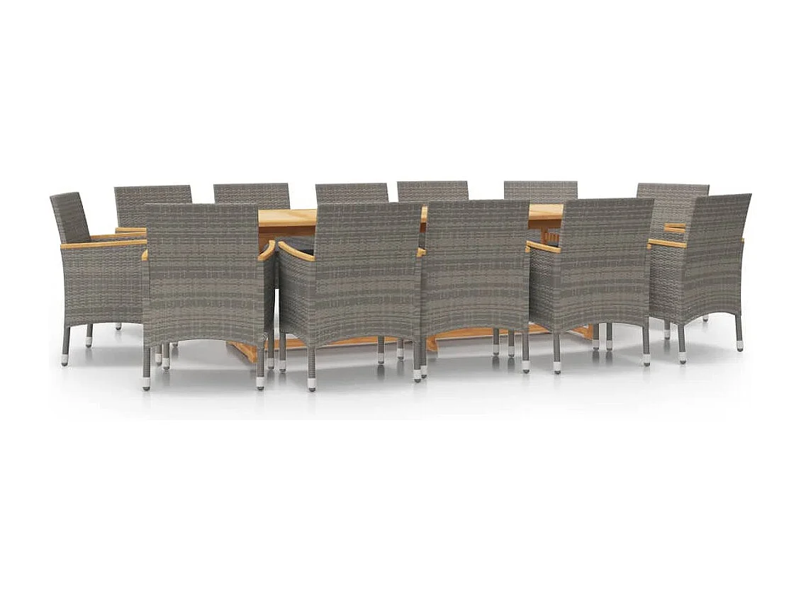 Prolenta Premium -  Ensemble à manger de jardin 13 pcs avec coussins Gris