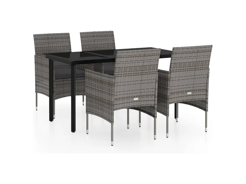 Hillsboro  Juego de comedor para jardín 5 piezas con cojines gris y negro