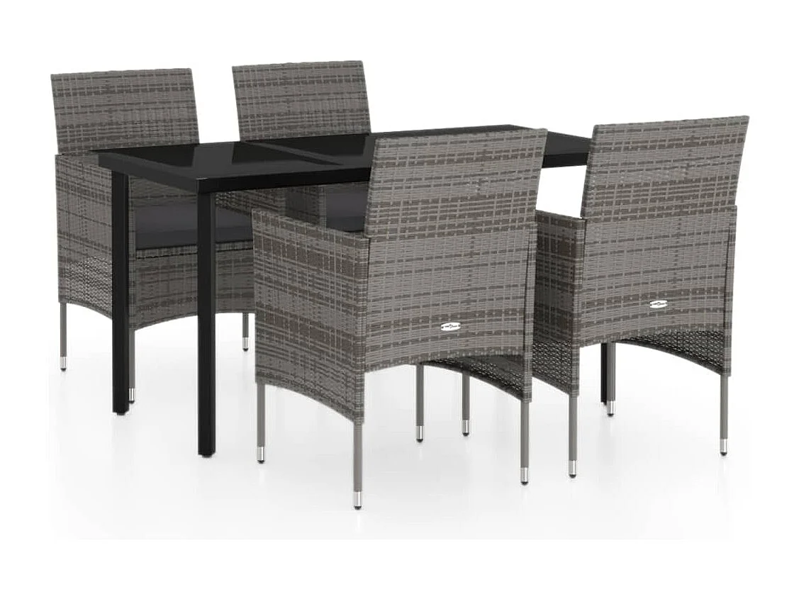 Hillsboro  5-delige Tuinset met kussens grijs en zwart