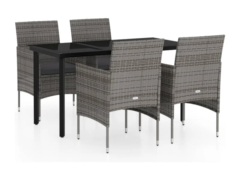 Hillsboro  5-delige Tuinset met kussens grijs en zwart