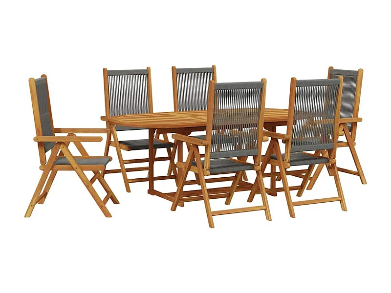 Molfetta  Ensemble à Manger de jardin 7pcs gris polypropylène bois massif