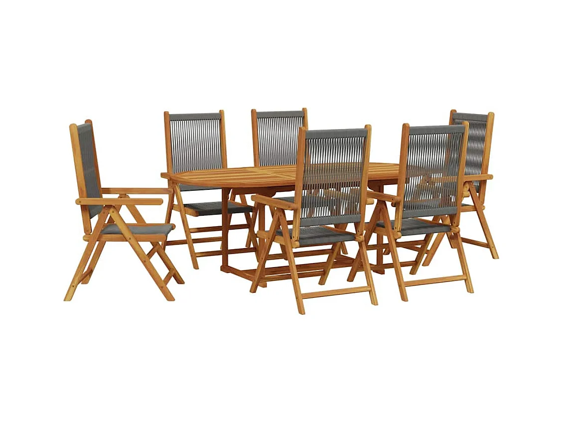 Molfetta  Ensemble à Manger de jardin 7pcs gris polypropylène bois massif