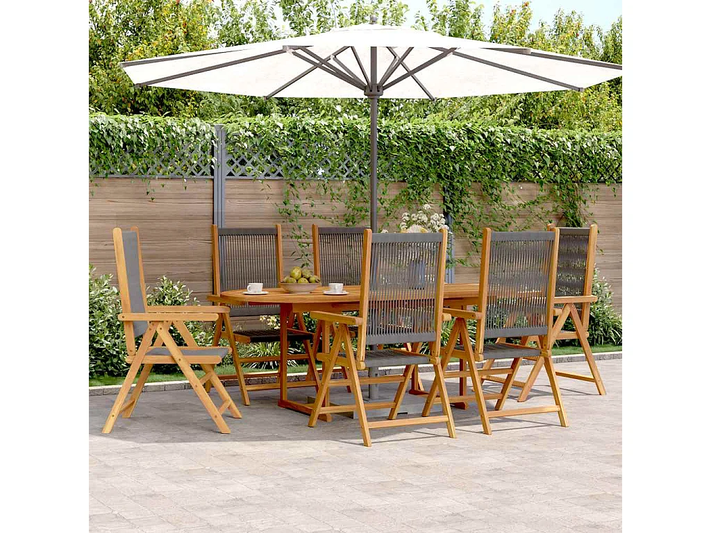 Molfetta  Ensemble à Manger de jardin 7pcs gris polypropylène bois massif